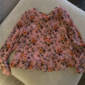 Top shop pink floral blouse with keyhole detail at back